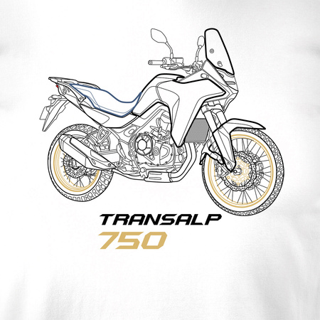 Koszulka motocyklowa z motocyklem na motor Honda Transalp 750 męska biała