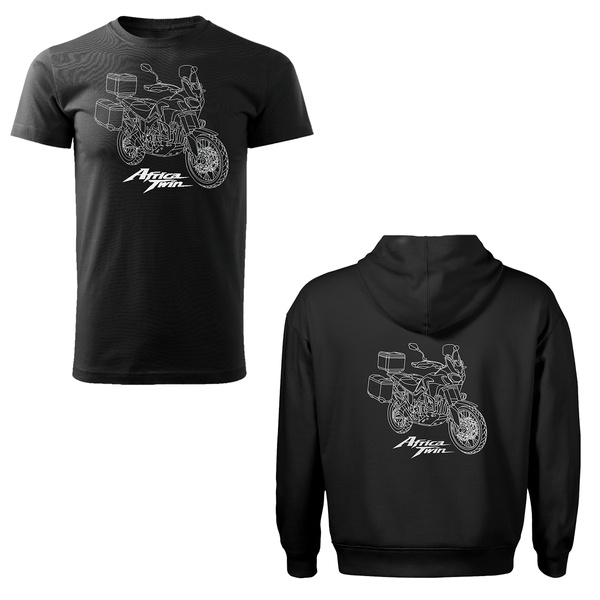 Zestaw bluza z kapturem z koszulką koszulka z motocyklem Honda Africa Twin CRF1100L męska czarna