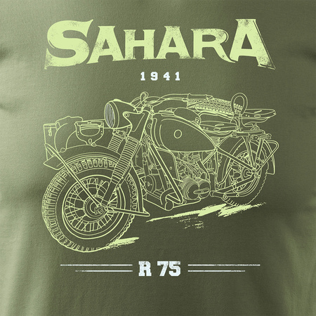 Koszulka motocyklowa z motocyklem BMW Sahara Legend męska khaki