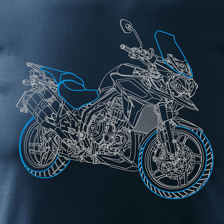 Wyprzedaż - koszulka motocyklowa z motocyklem na motor Triumph Tiger męska granatowa REGULAR