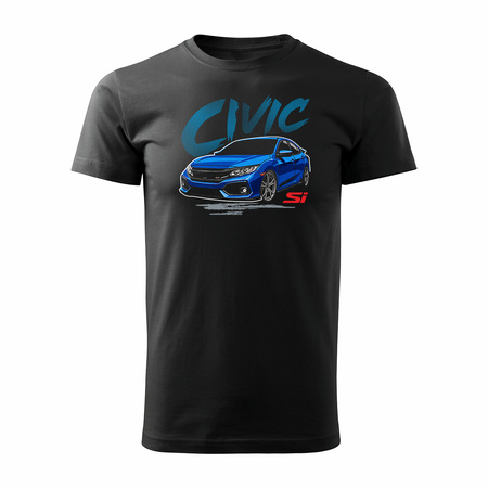 Koszulka z samochodem Honda Civic SI męska czarna REGULAR