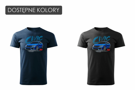 Koszulka z samochodem Honda Civic SI męska czarna REGULAR
