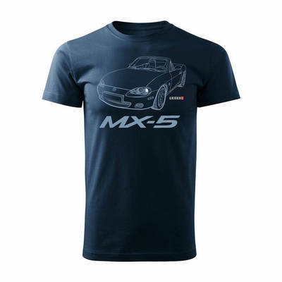 Koszulka z samochodem MAZDA MX-5 MX 5 męska granatowa REGULAR