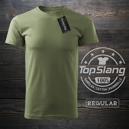 Topslang koszulka wojskowa gruba dobra jakość zielona khaki męska bawełniana t-shirt męski zielony REGULAR