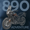 Koszulka na motor motocykl KTM 890 Adventure męska granatowa REGULAR