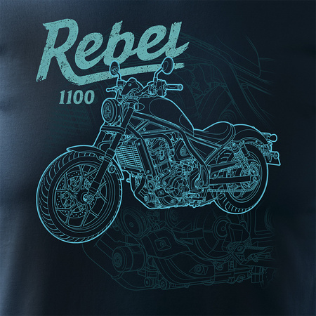 Koszulka motocyklowa z motocyklem na motor Honda Rebel 1100 męska granatowa