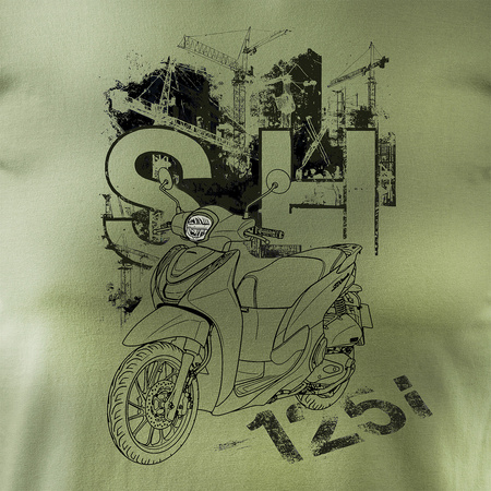 Koszulka motocyklowa z motocyklem skuterem skuter na motor Honda SH125i SH 125 i męska khaki