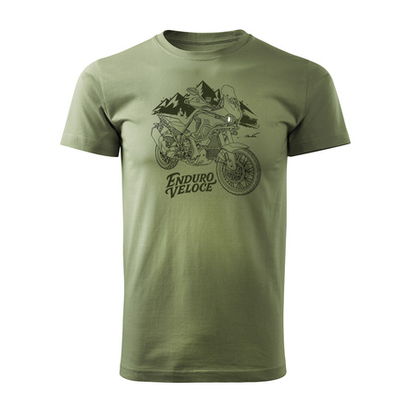 Koszulka motocyklowa z motocyklem na motor MV Agusta Enduro Veloce khaki