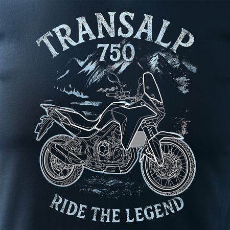 Wyprzedaż - koszulka motocyklowa z motocyklem na motor Honda Transalp 750 męska granatowa