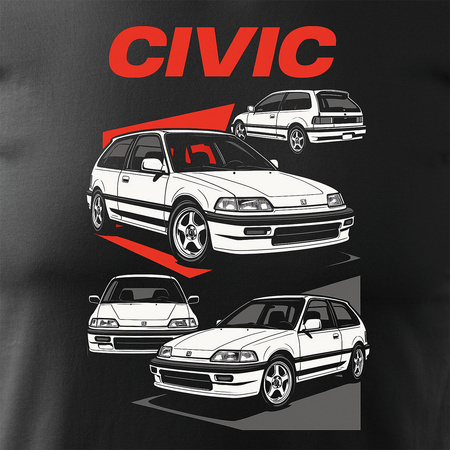 Koszulka z samochodem Honda Civic 4 IV legend męska czarna REGULAR