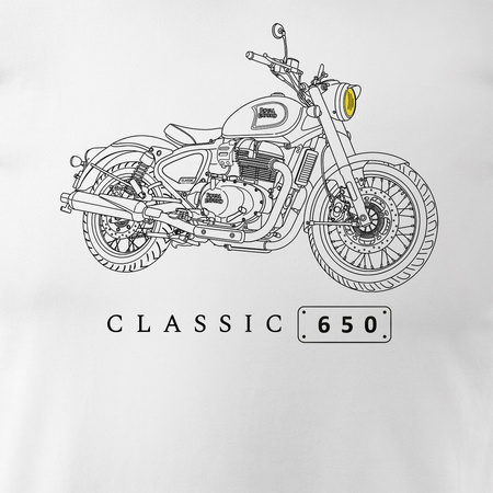 Koszulka motocyklowa z motocyklem na motor Royal Enfield Classic 650 Legend męska biała