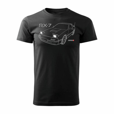 Koszulka z samochodem MAZDA RX-7 RX 7 męska czarna REGULAR