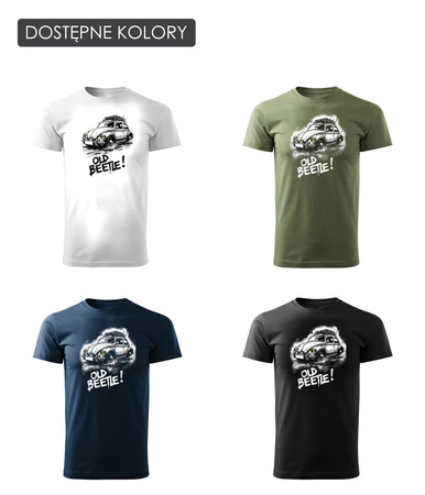 Koszulka VW Beetle garbus z samochodem garbusem męska khaki REGULAR