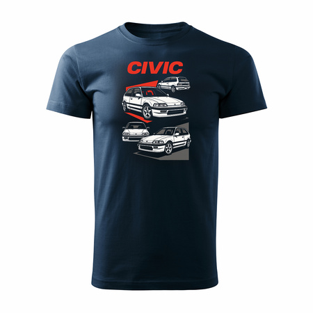 Koszulka z samochodem Honda Civic 4 IV legend męska granatowa REGULAR