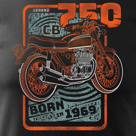 Koszulka motocyklowa z motocyklem Honda CB 750 męska czarna REGULAR