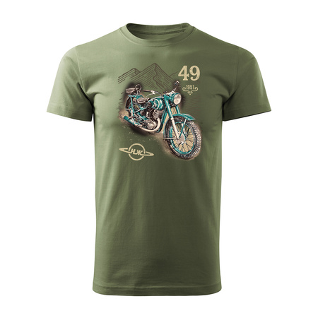 Koszulka z motocyklem motocykl Iz 49 legend męska khaki REGULAR
