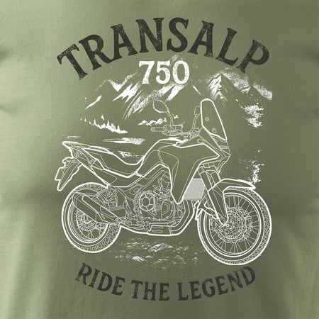 Koszulka motocyklowa z motocyklem na motor Honda Transalp 750 męska khaki