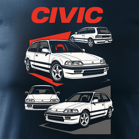 Koszulka z samochodem Honda Civic 4 IV legend męska granatowa REGULAR