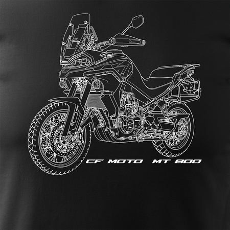 Koszulka motocyklowa z motocyklem turystycznym CF MOTO MT 800 męska czarna