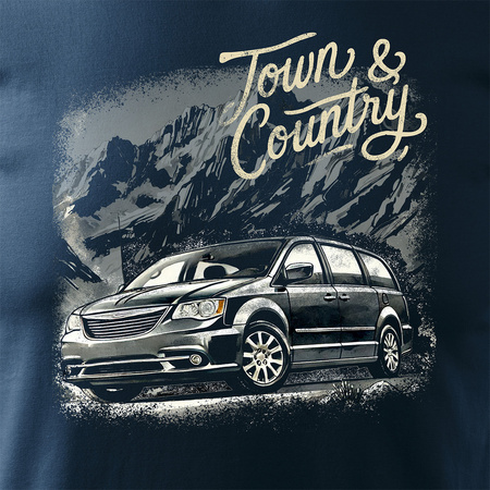 Koszulka samochodowa z samochodem Chrysler Town and Country męska granatowa REGULAR
