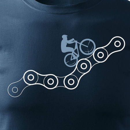 Wyprzedaż - koszulka rowerowa na rower z rowerem górskim MTB męska granatowa REGULAR