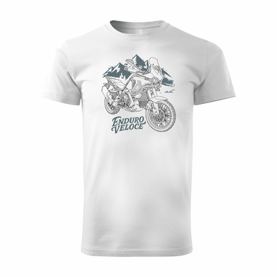 Koszulka motocyklowa z motocyklem na motor MV Agusta Enduro Veloce biała