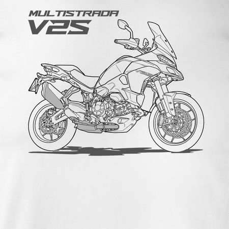 Koszulka na motor motocyklowa Ducati Multistrada V2S męska biała REGULAR