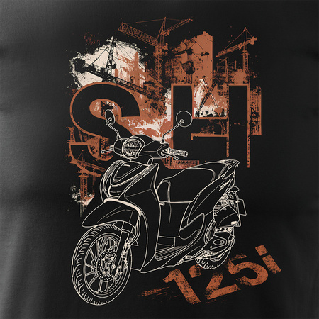 Koszulka motocyklowa z motocyklem skuterem skuter na motor Honda SH125i SH 125 i męska czarna