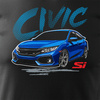 Koszulka z samochodem Honda Civic SI męska czarna REGULAR