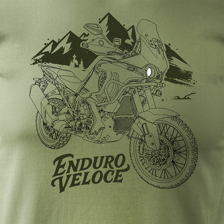 Koszulka motocyklowa z motocyklem na motor MV Agusta Enduro Veloce khaki
