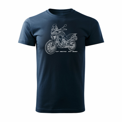 Koszulka motocyklowa z motocyklem turystycznym CF MOTO MT 800 męska granatowa