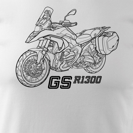 Wyprzedaż - koszulka motocyklowa z motocyklem na motor BMW GS R 1300 kolekcjonerska męska biała REGULAR