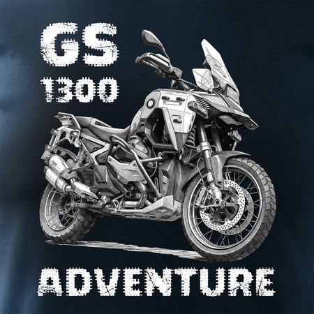 Koszulka motocyklowa z motocyklem na motor BMW GS R 1300 Adventure męska granatowa REGULAR