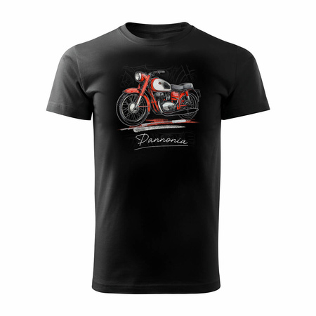 Wyprzedaż - koszulka z motocyklem na motor Pannonia panonia męska czarna REGULAR