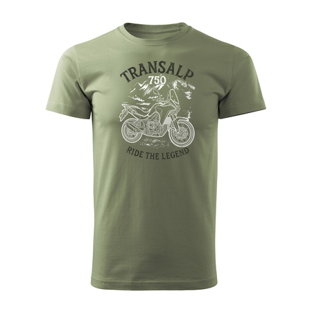 Koszulka motocyklowa z motocyklem na motor Honda Transalp 750 męska khaki