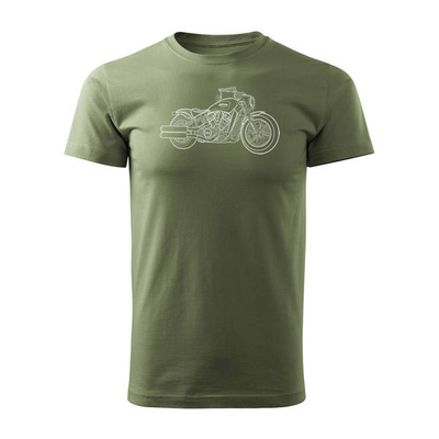 Koszulka motocyklowa z motocyklem na motor Indian Scout Bobber męska khaki REGULAR