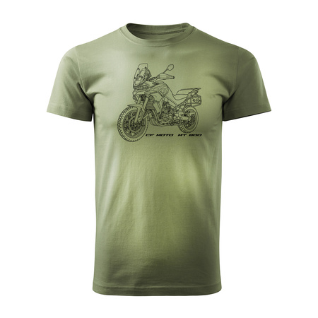 Koszulka motocyklowa z motocyklem turystycznym CF MOTO MT 800 męska khaki