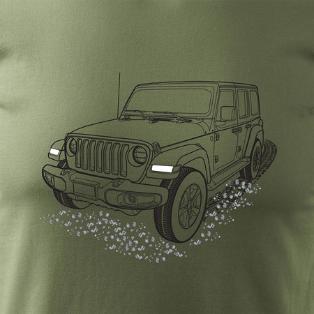 Wyprzedaż - koszulka Jeep Wrangler Rubicon z samochodem Jeep Wrangler męska khaki REGULAR