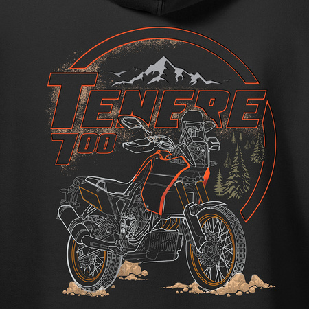 Zestaw bluza z kapturem z koszulką koszulka z motocyklem Yamaha Tenere 700 męska czarna