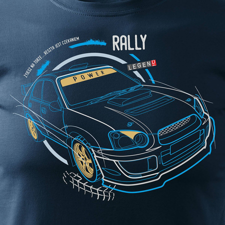 Koszulka z samochodem Subaru Impreza WRX rajdowa męska granatowa SLIM