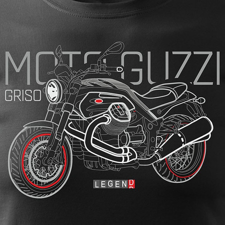 Koszulka motocyklowa z motocyklem na motor Moto Guzzi Griso męska czarna REGULAR