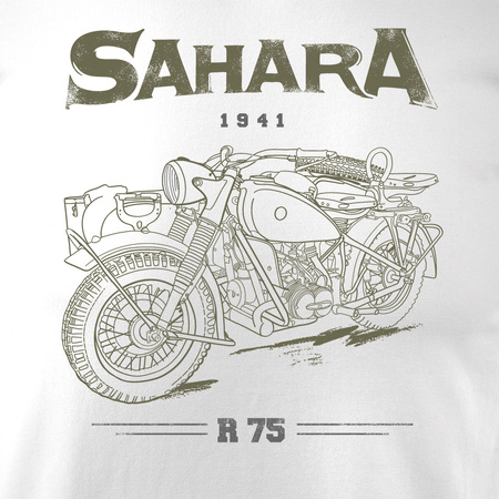 Koszulka motocyklowa z motocyklem BMW Sahara Legend męska biała