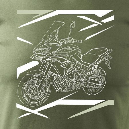 Koszulka motocyklowa z motocyklem na motor Kawasaki Versys 650 KLE 650 męska khaki