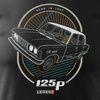 Wyprzedaż - koszulka z samochodem duży Fiat 125p męska czarna REGULAR