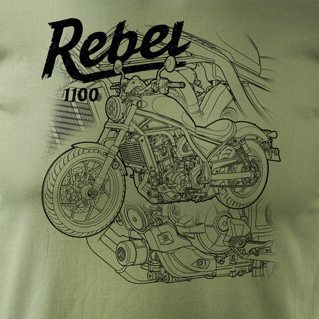 Koszulka motocyklowa z motocyklem na motor Honda Rebel 1100 męska khaki