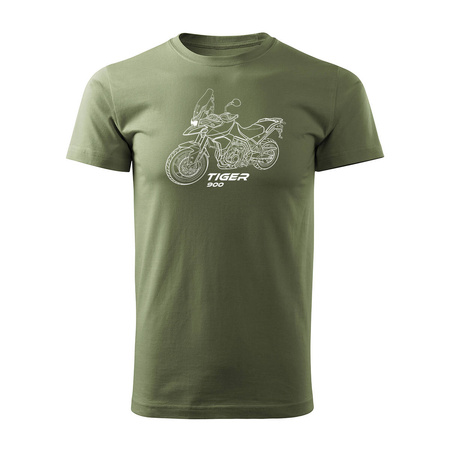 Koszulka motocyklowa z motocyklem na motor Triumph Tiger 900 męska khaki REGULAR