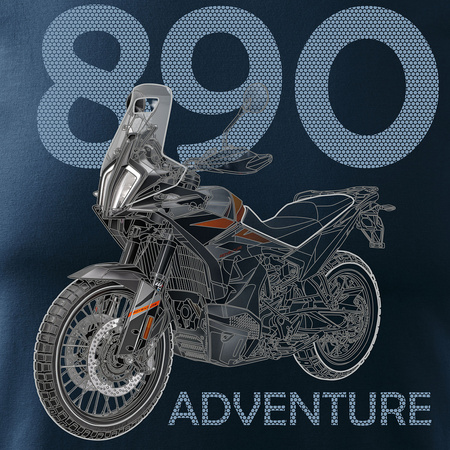 Koszulka na motor motocykl KTM 890 Adventure męska granatowa REGULAR