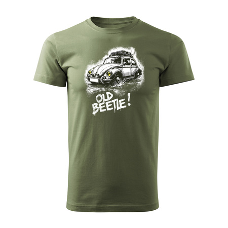 Koszulka VW Beetle garbus z samochodem garbusem męska khaki REGULAR