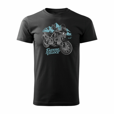 Koszulka motocyklowa z motocyklem na motor MV Agusta Enduro Veloce męska czarna