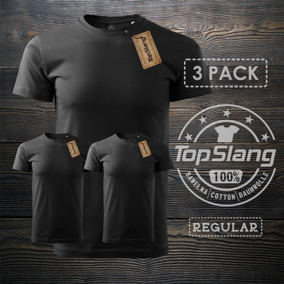 Topslang koszulka męska bawełniana czarna gruba na WF 3 PACK t-shirt męski czarny REGULAR